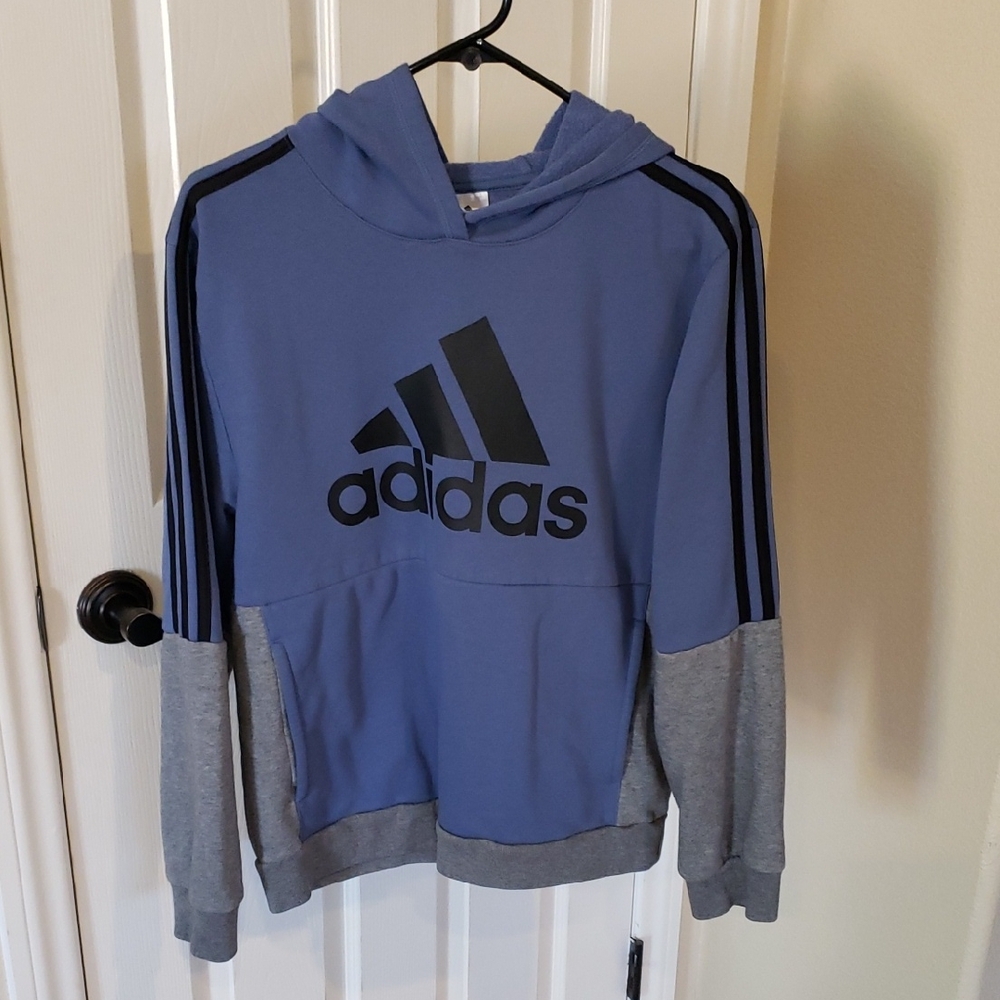 Adidas Two-Tone Blue and Gray Hoodie